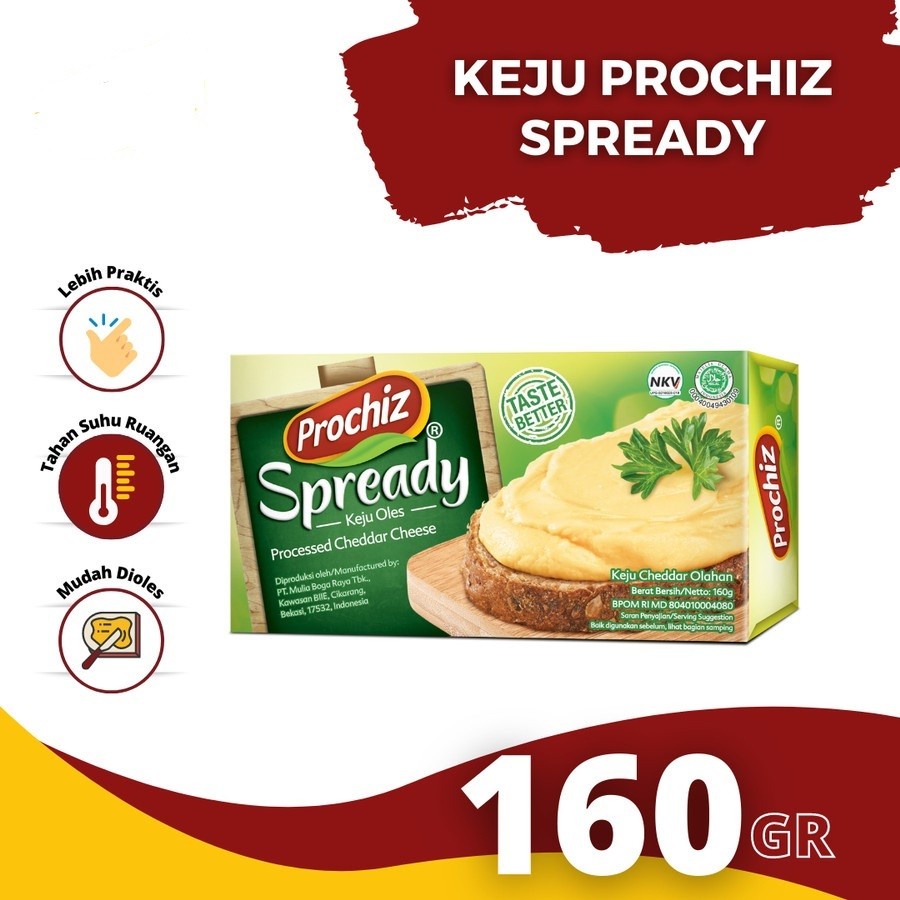 CHEDDAR CHEESE OLESAN PROCHIZ SPREADY 160GR KEJU CEDAR SPREAD HALAL