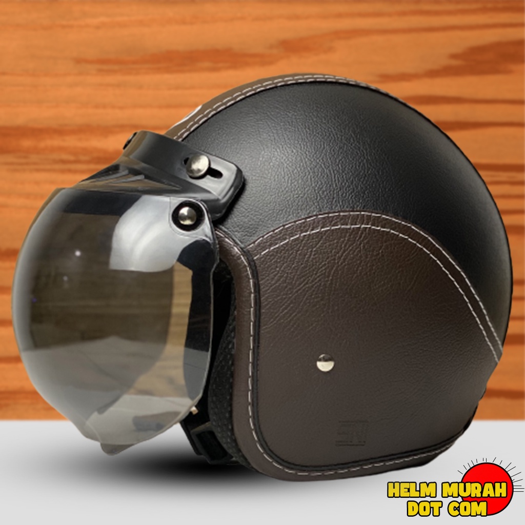 Helm Bogo Kulit Full Leher Retro Dewasa SNI Untuk Pria Dan Wanita Dewasa PREMIUM Quality PRODUCT