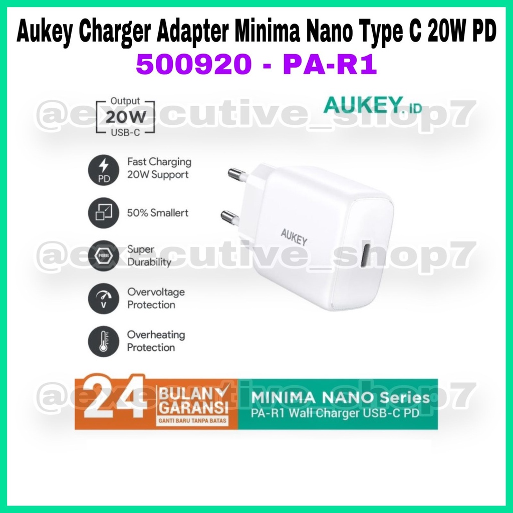 Aukey Charger Adapter Minima Nano Type C 20W PD 500920 / 500883 - PA-R1