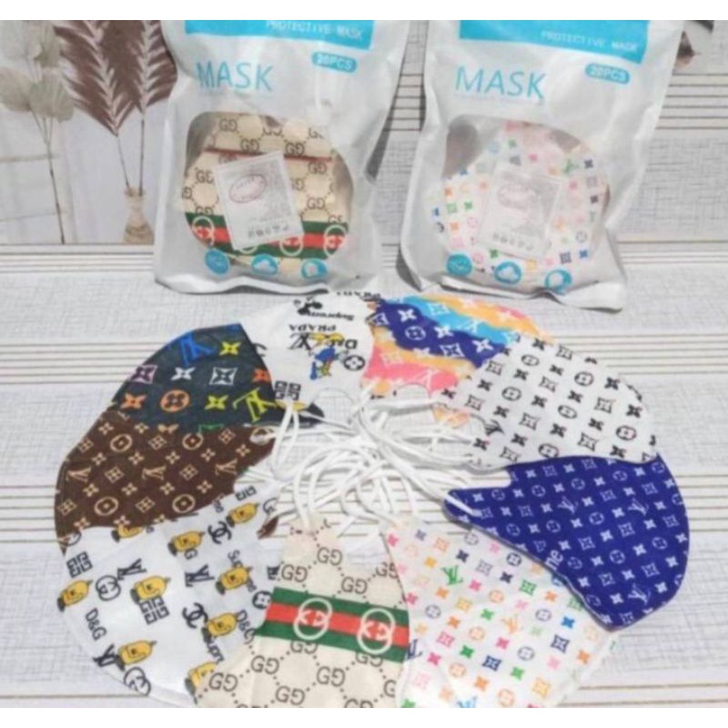 Masker Duckbill Branded Fashion 3Ply Mix Motif Face Mask