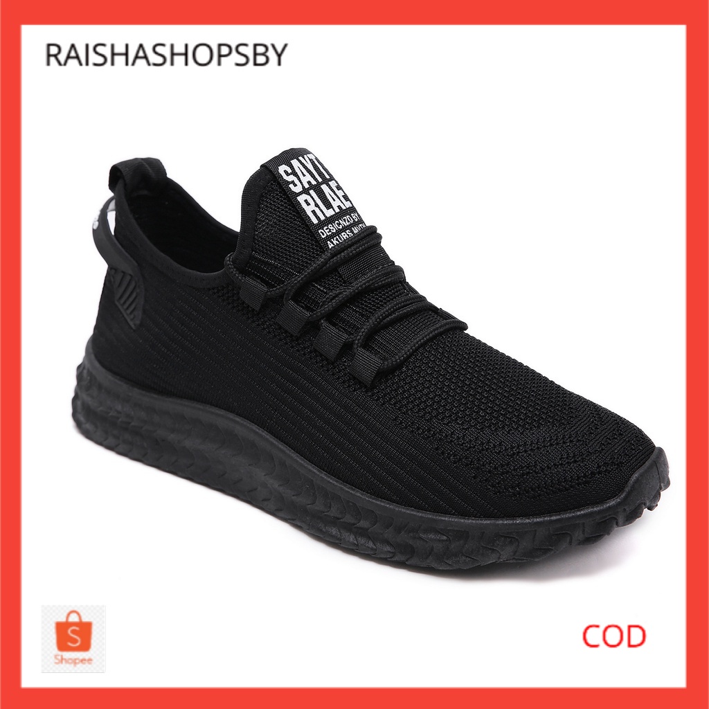 PVN Sepatu Sneakers Pria Import Running Shoes Sepatu Kasual Sekolah Black 451