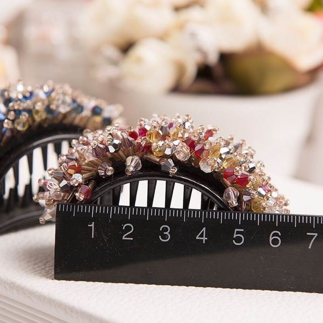 1Pc Korean Acrylic Colorful Crystal Rice Bead Twist Ball Head Hair Clip For Women's