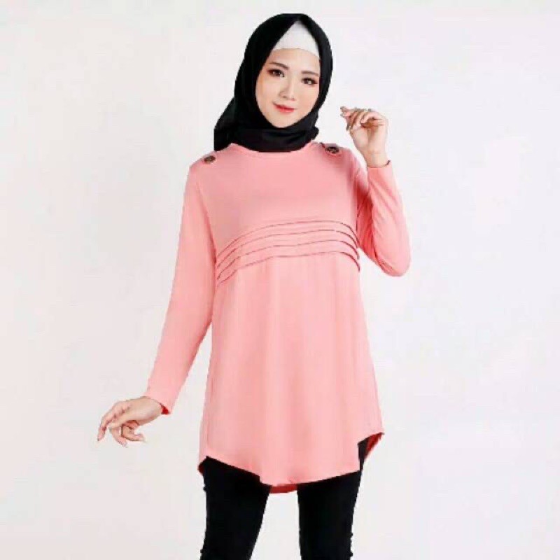 kaos muslimah spandek murah 078 pundak kancing