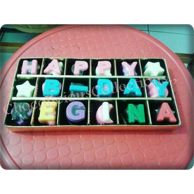 

cokelat sekat 3x6 say with cokelat/18 pcs/ bisa request kata