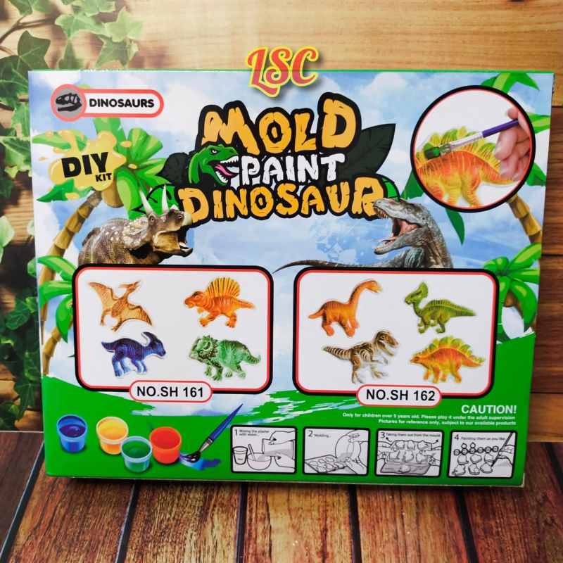 Mainan edukasi DIY Kit Mold and paint Dinosaur. DIY mencetak dan melukis Dinosaurus 4 pcs SH 162