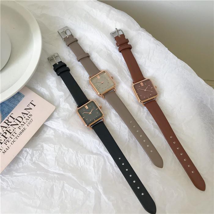 ✅COD [BBS] Jam Tangan Analog Wanita Kotak Tali Kulit Gaya Korea Import Premium Grosir