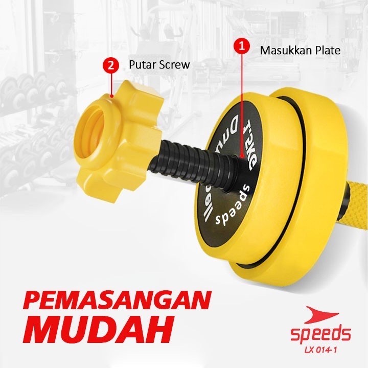 Dumbell Barbel Set 15kg Tiang Angkat Besi Dumbbel Dumble lx 014-1