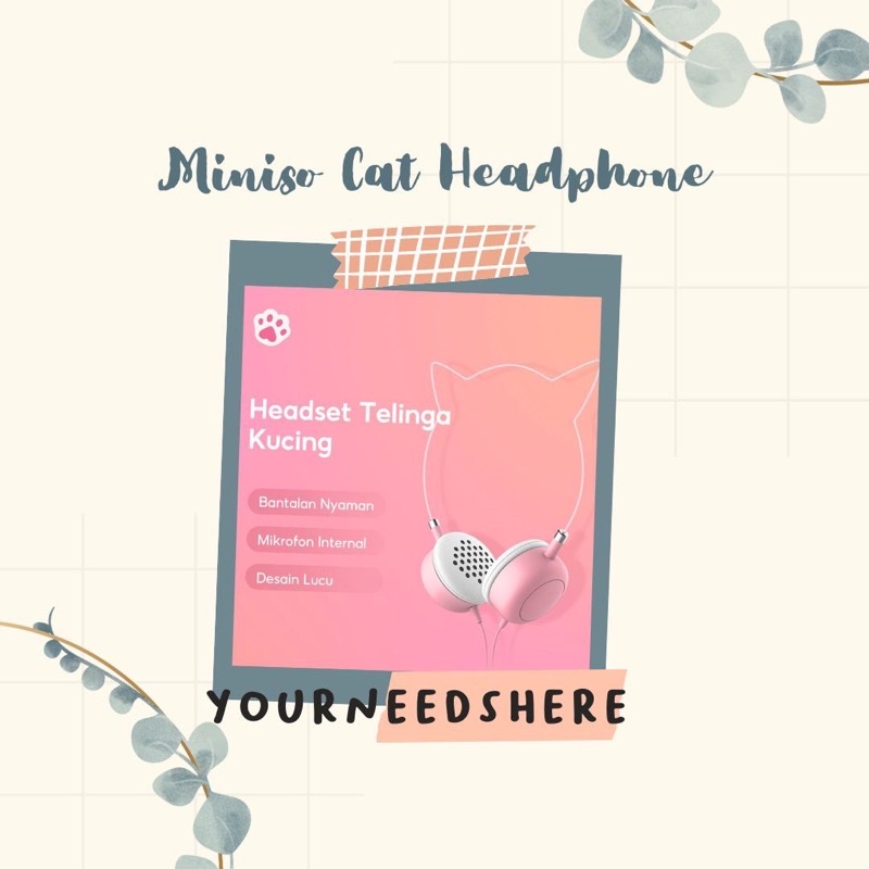 Miniso Cat Headset Headphone Kucing