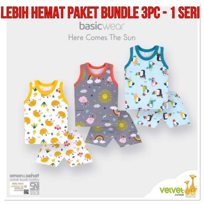 Paket Hemat BUNDLE 3 Lebih Hemat Setelan Singlet KUTUNG Velvet Junior SML XL XXL