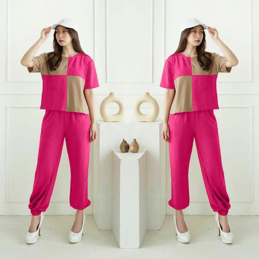 Setelan Puffy - Setelan Casual Perempuan - Setelan Twotone Wanita - Pakaian Wanita Terbaru