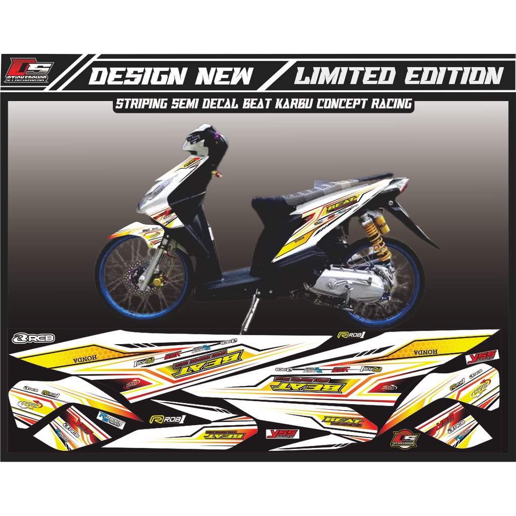 STRIPING VARIASI BEAT KARBU WARNA PUTIH LIST KUNING