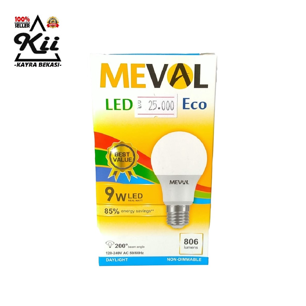 Meval Bohlam Bulb LED Putih 9w - Meval Lampu Bohlam LED Putih 9 Watt