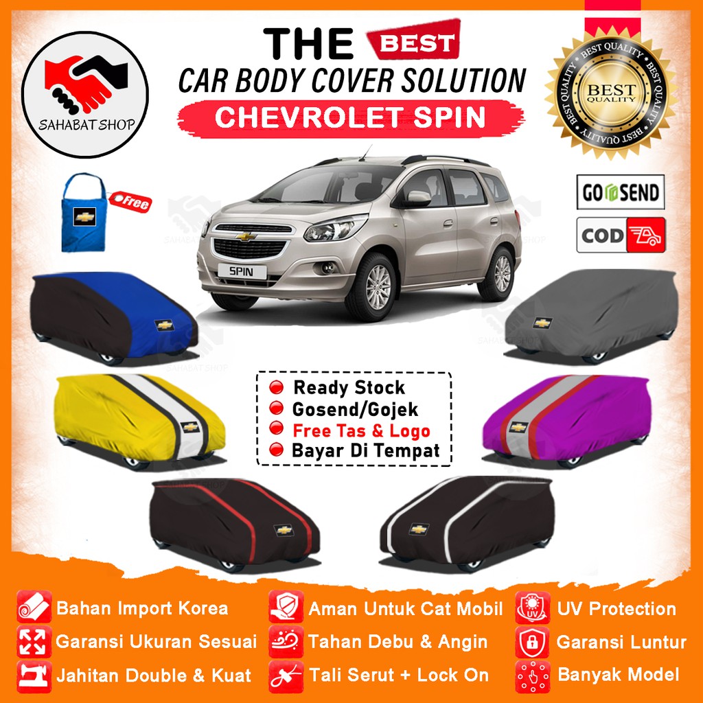 Sahabat Body  Cover Mobil Spin / Penutup Sarung Mobil Chevrolet Spin Outdoor / Tutup Mantel Selimut Mantol Jas Kerudung Kerodong Kelambu Terpal Pelindung Mobil Anti Air Waterproof Model Orange