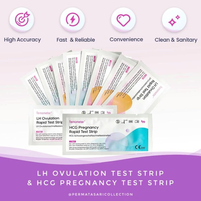 LH Ovulation Test Pack Strip Alat Tes Kesuburan Ovulasi HCG Ovutest Kehamilan Hamil Femometer