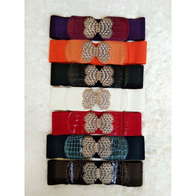 Sabuk gesper OB wanita belt import pita permata.