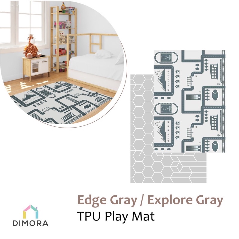 Dimora TPU Small - Edge Gray / Woodlands Blue /Explore grey TPU Play Mat