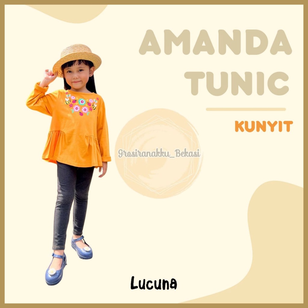 Tunik Anak Amanda Long Tee Lucuna Warna Kunyit Size 1-5 Tahun