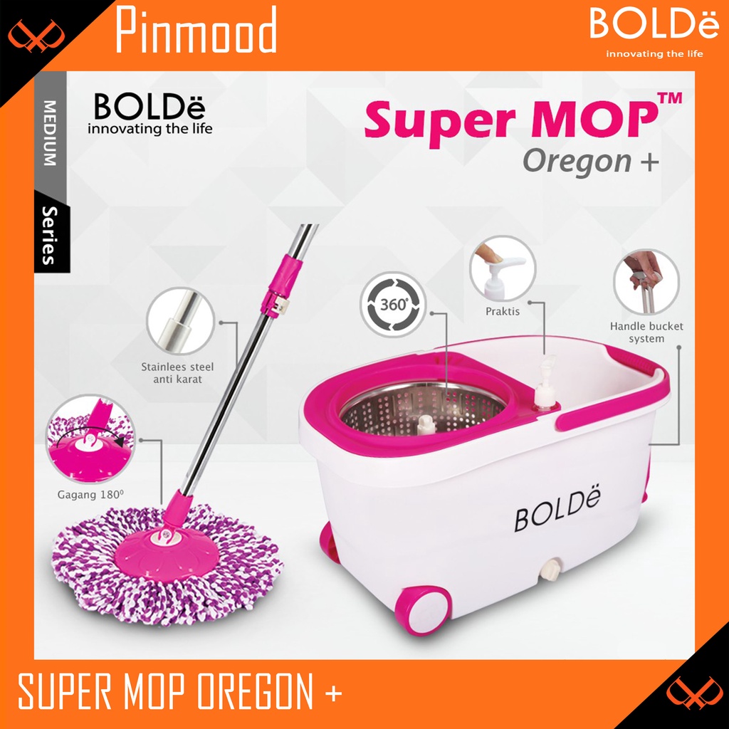 BOLDE SUPER MOP OREGON + | ALAT PEL PEMBERSIH LANTAI DRAINASE PENARIK RODA STAINLESS PEMBUANGAN AIR BOTOL DETERGEN