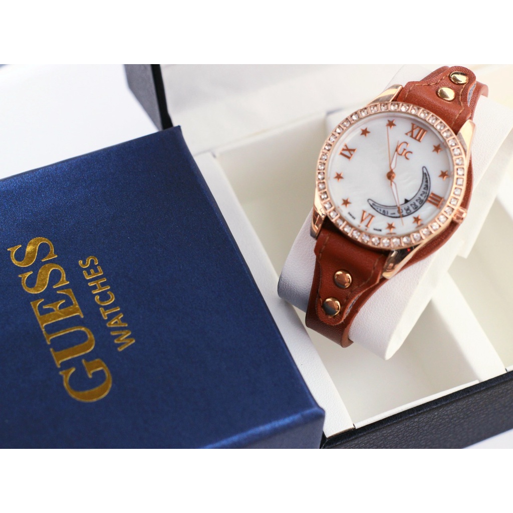 Jam Tangan Fashion Wanita Guess GC2907KW Tanggal Aktif Tali Kulit Free Box Original & Baterai Cadang