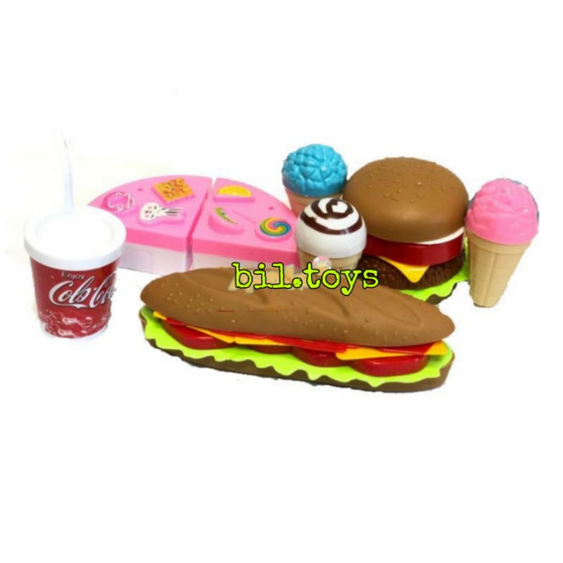 LF 33 SWEET ICE CREAM FAST FOOD MAINAN ANAK PEREMPUAN MAKANAN DIPOTONG SANDWICH KUE ULTAH BURGER