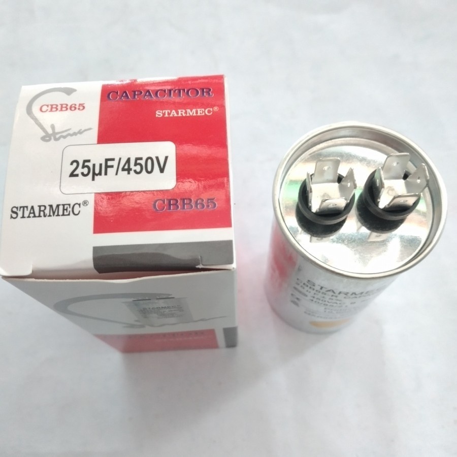 KAPASITOR AC / CAPACITOR AC (450VAC) 25 uF / 25 MIKRO MERK STARMEC