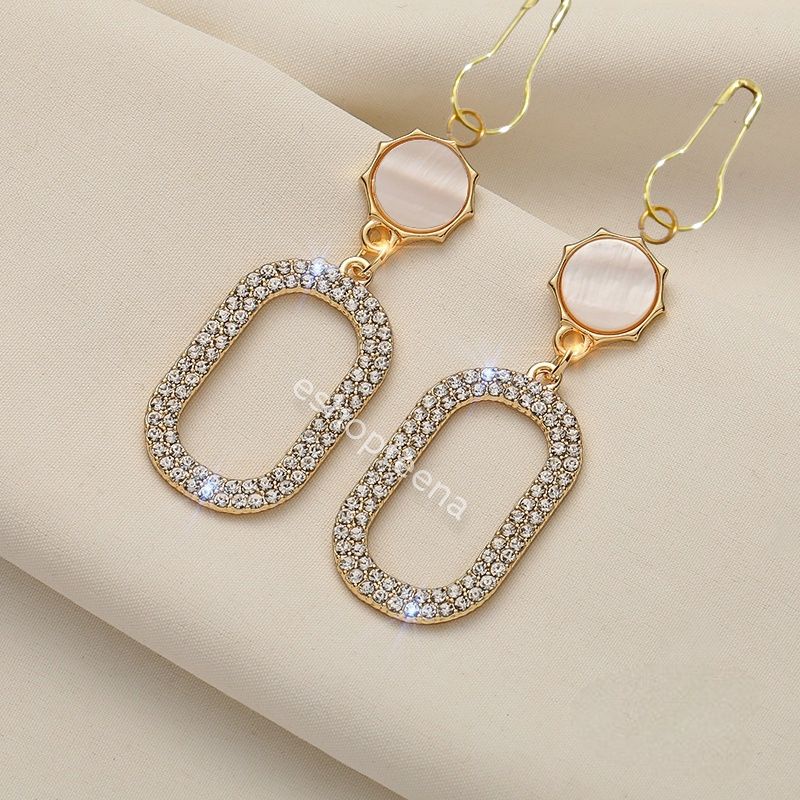 A197 Anting hijab juntai oval full diamond gold