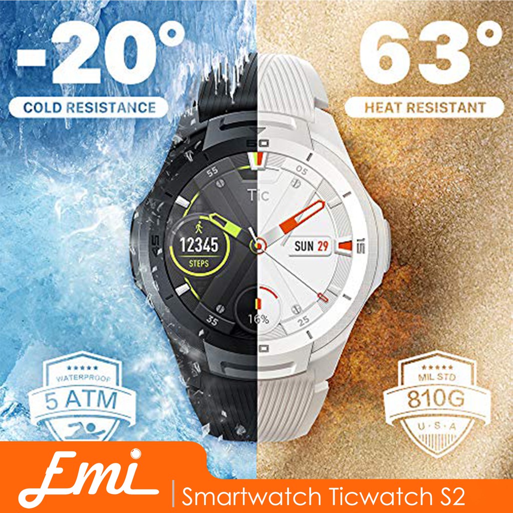 Ticwatch S2 5 ATM Waterproof and Swim Jam Smartwatch