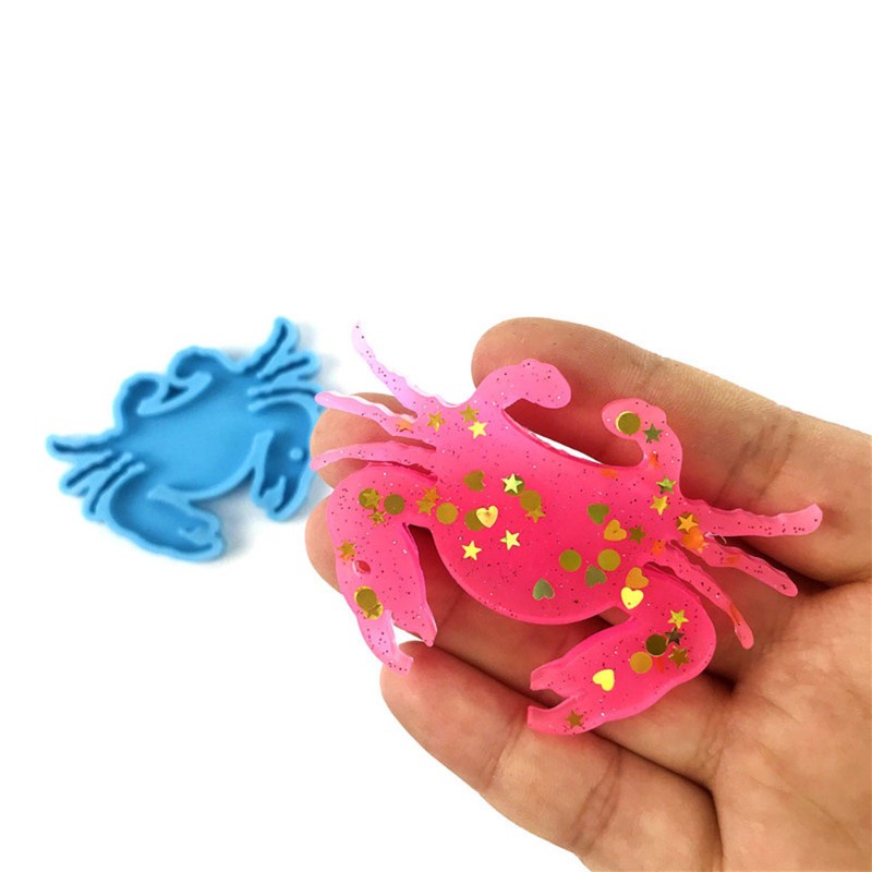 Glitter Crab Series Keychain Epoxy Resin Mold Jewelry Earrings Pendants Silicone Mould DIY Crafts Decorations Casting Tool