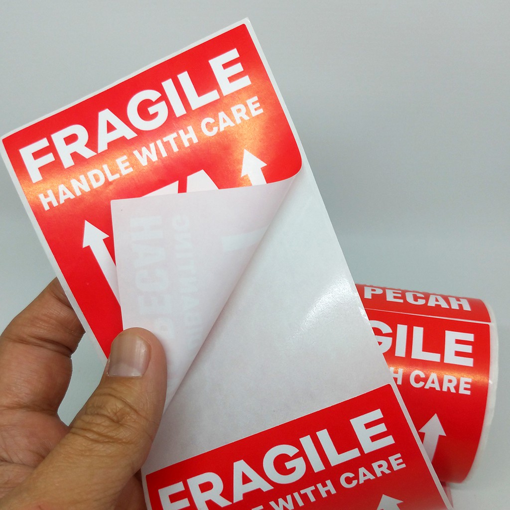 

RB Stiker Label Fragile Handle With Care Sticker Awas Pecah Jangan Dibanting 11 x 8 Cm (1 Roll/200