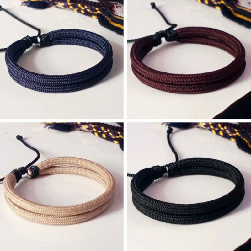 GELANG HITAM POLOS 2layer/handmade/unisex/5mm