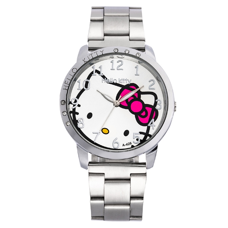 Jam Tangan Wanita Tali Stainless Steel Gelang Jam Hodinky Anak anak Lucu Kartun QUARTZ Watch Ceasuri