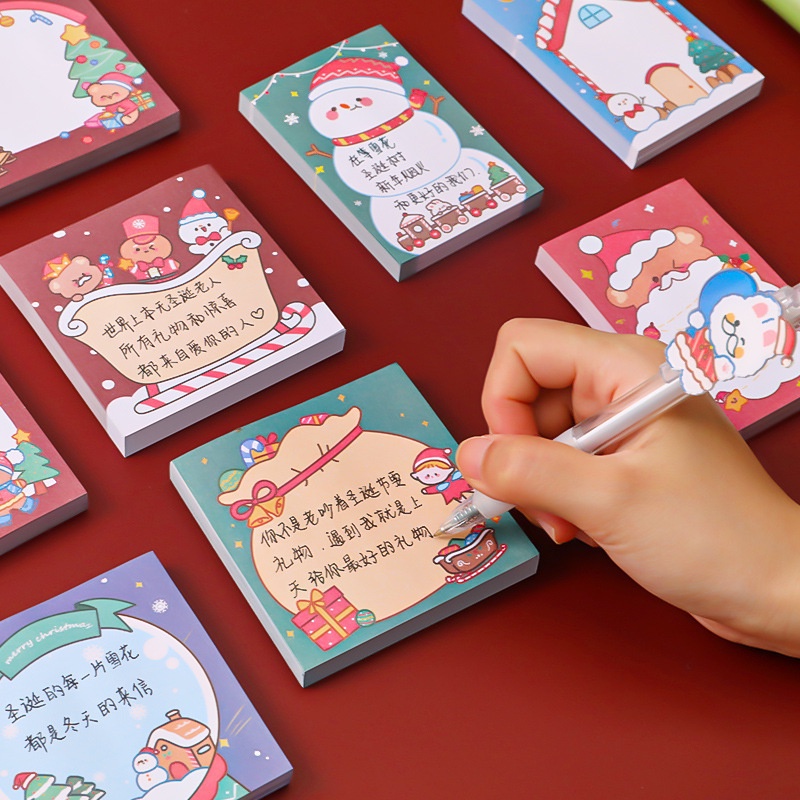 50pcs / Set Buku Catatan Tebal Motif Kartun Snowman / Santa Claus Untuk Stationery Kantor / Natal