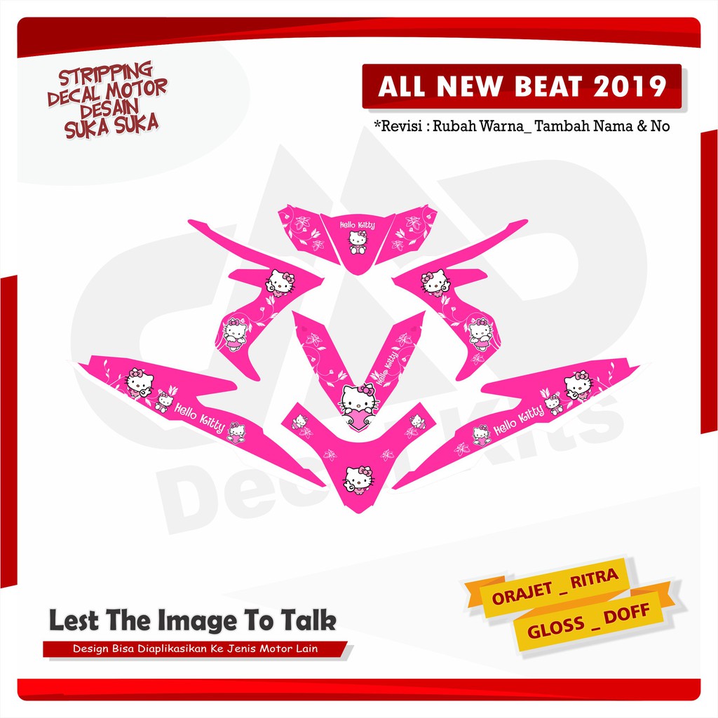 Decal Sticker Motor Stiker Honda Beat Esp-Street 2019 pink hello kity Full Body