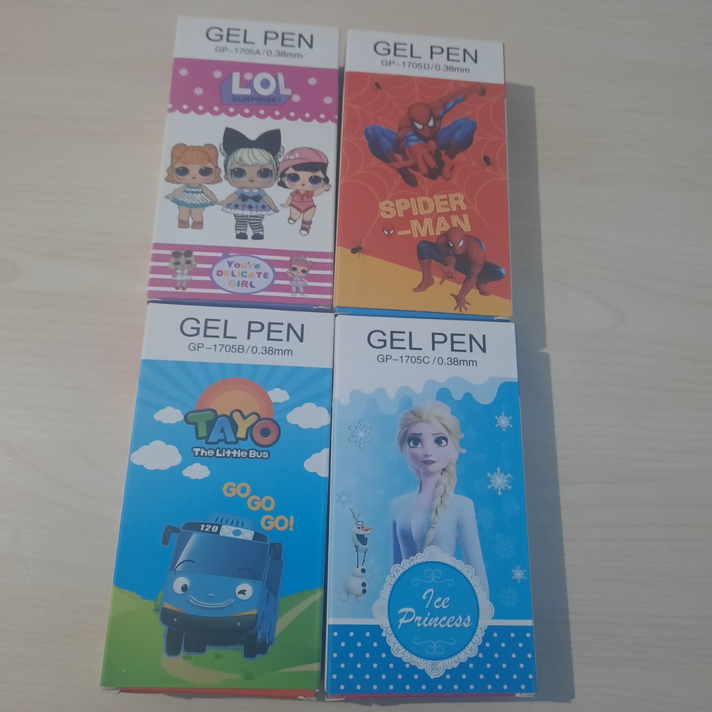 

Bolpen/ Pulpen/ Pena 0,38 mm LOL, Frozen, Heroes, Tayo (12 Pcs/ 1 Lusin) GP 1705