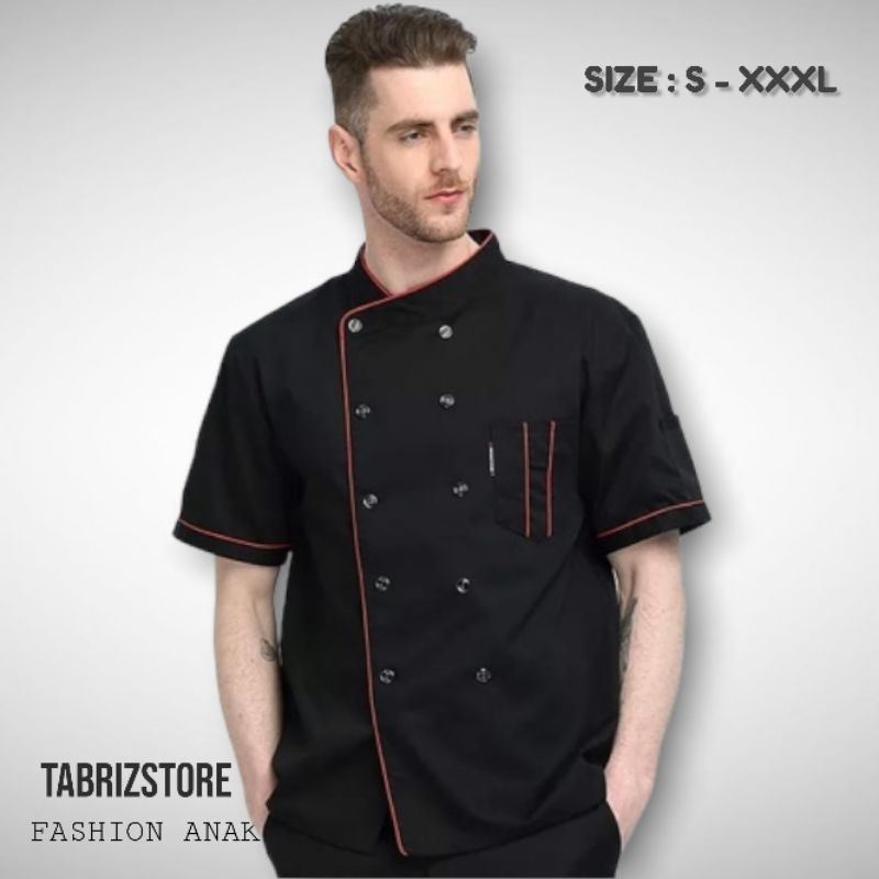 (PROMO✓Baju Chef)/Baju Koki Lengan Pendek/Baju Koki Pria Wanita