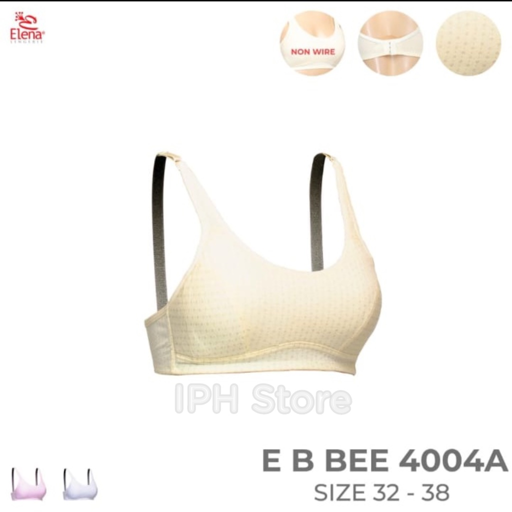 Bra / BH Remaja Elena 4004 (Tanpa Busa, Tanpa Kawat, Kait 3, Cup A)