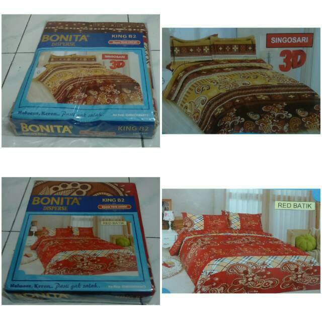 Sprei Bonita Ukuran 180x200 Motif Red Batik dan Singosari