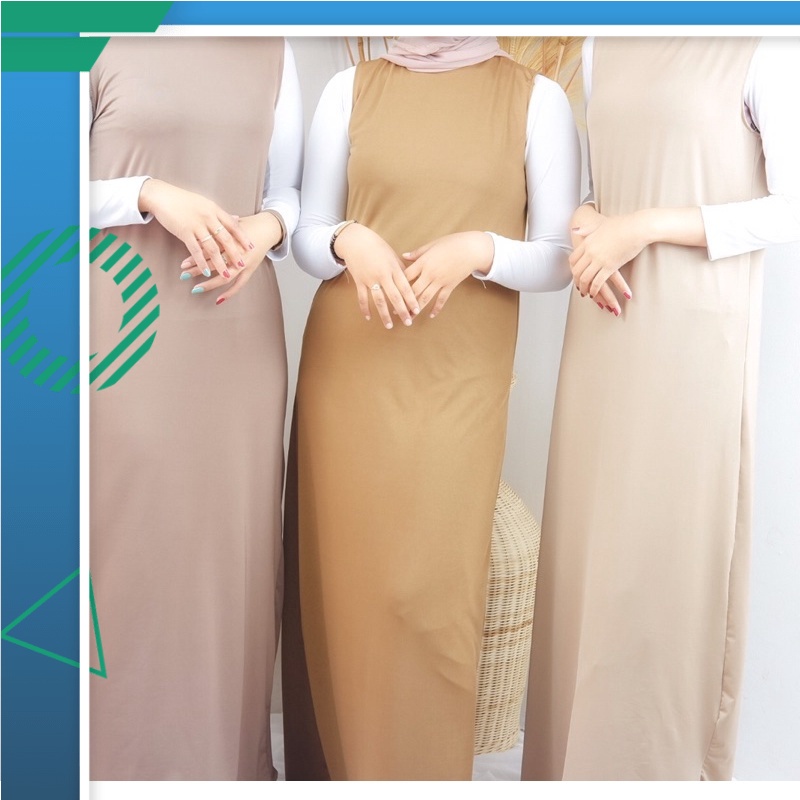 MANSET PANJANG DRESS INNER DALEMAN SLEEVELESS SINGLET KUTUNG BAHAN JERSEY