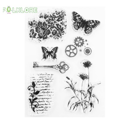 Clear Stamp (Stempel Transparan/Bening - Flower Key Butterfly