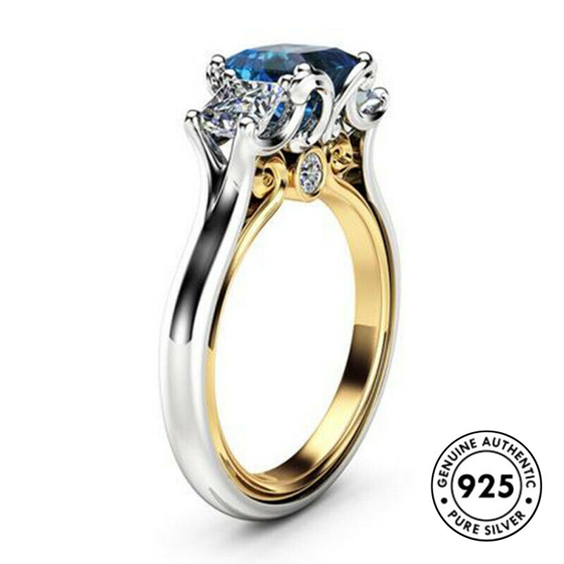 Cincin Lapis Silver 925 Dengan Batu Permata Biru Bentuk Kotak Untuk Wanita