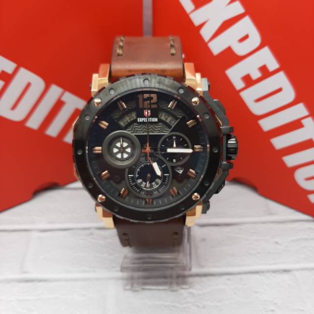 JAM TANGAN PRIA EXPEDITION E 6402 MC ORIGINAL ( BROWN BLACK ROSEGOLD ) KULIT