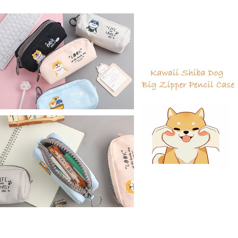 

[6PHDE7296] Ennwen TP0046 Kawaii Shiba Dog Big Zipper Large Pencil Case / Tempat Pensil