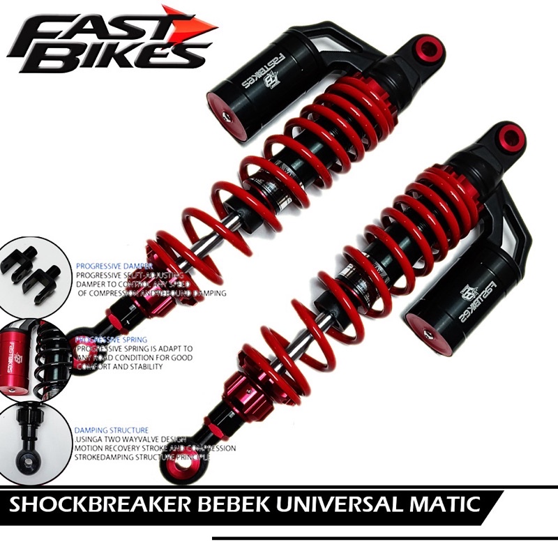 SHOCKBREAKER TABUNG ATAS BELAKANG MODEL RCB BY FASTBIKES UNIVERSAL UNTUK MOTOR MEGA PRO ,REVO,MXKING,JUPITER,RXKING,SUPRA,FIT,JUPITER,Z,RX,KING,VEGA,ZR,NMAX,PCX,ADV,XMAX,PCX 160, SHOCK SOK TABUNG ATAS SUPENSI KLICK BEBEK MOGE MATIC 320 340 AEROX FREE RING