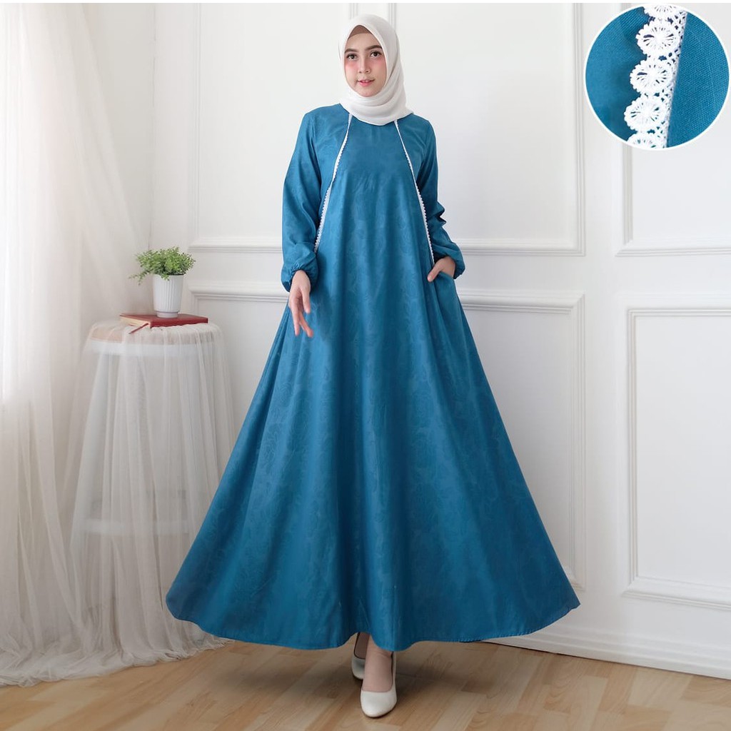 HOPYLOVY - Maxi Dress Wanita Almayra kombinasi Renda