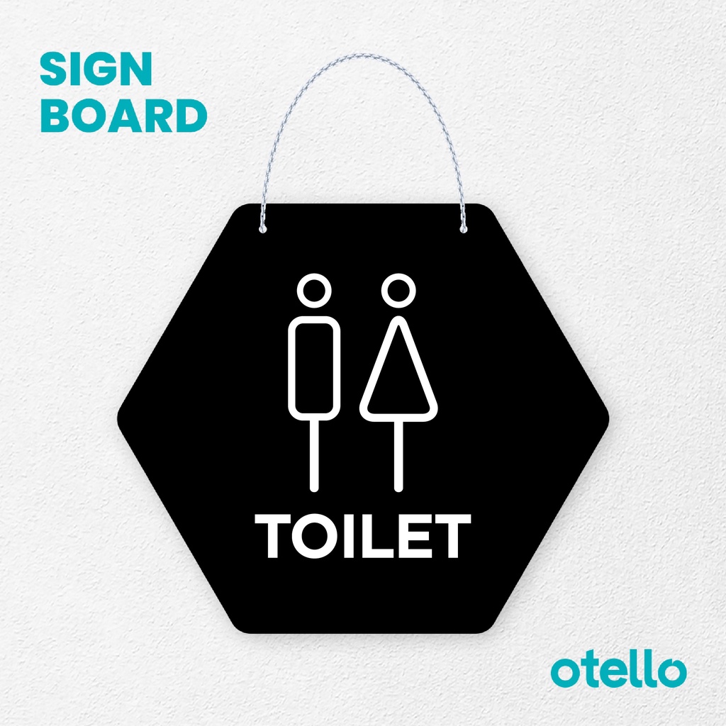 Otello Signage Toilet Signage Board Acrylic Papan Gantung Akrilik Rantai Petunjuk Toko Modern Minimalist Kafe Restoran Kantor Gedung Cafe