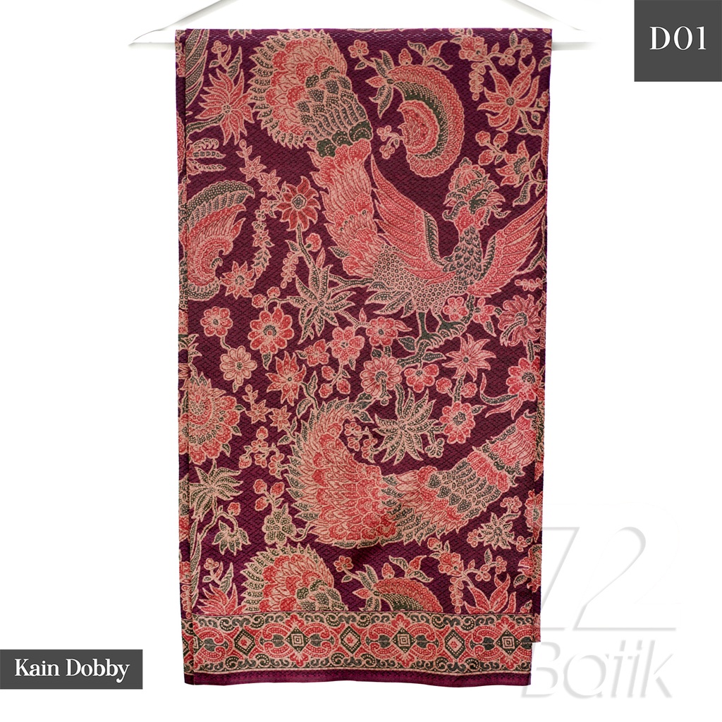 KAIN BATIK PREMIUM Bahan Dobby Motif Merak Sari Warna Merah Maroon 724741 Cap 72 Jarik Jarit Samping Kebat Panjang Batik Dobby Modern Premium Bahan Seragam Batik Pernikahan Kantor Keluarga Murah Kamen Jadi Batik Bali Lembaran