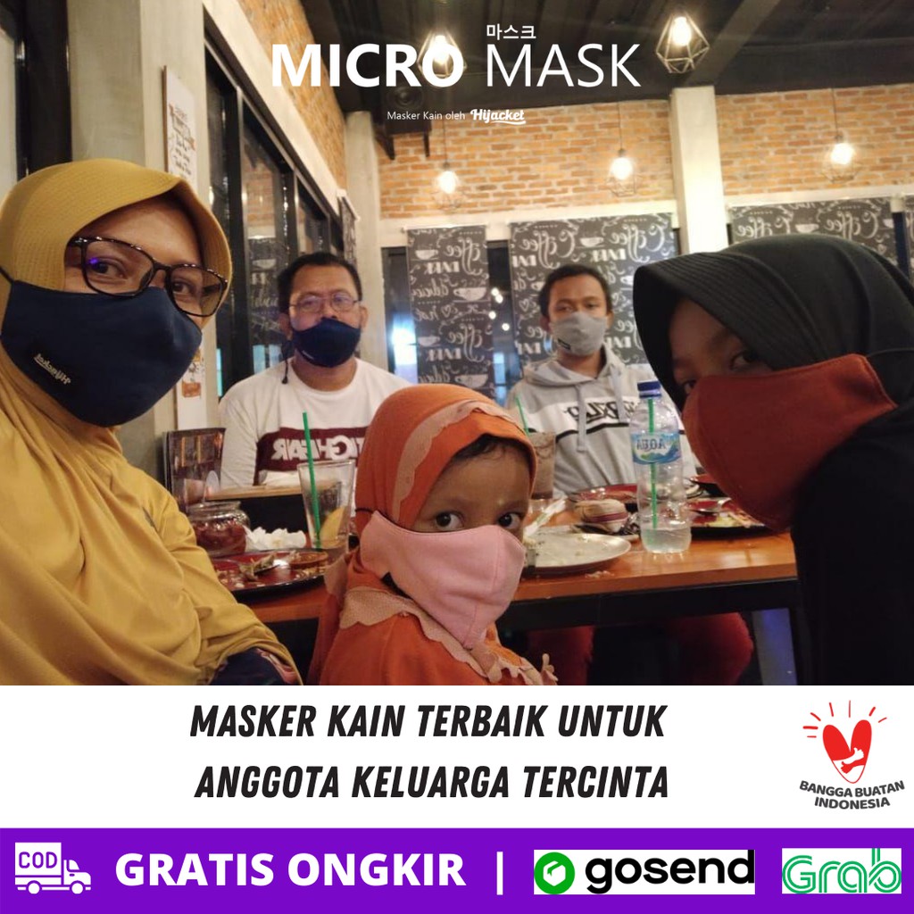 ORIGINAL Micro Mask Hijacket Azmi Hijab Masker Kain Wajah Duckbill Virus Pria Wanita non KF94 KN95-1