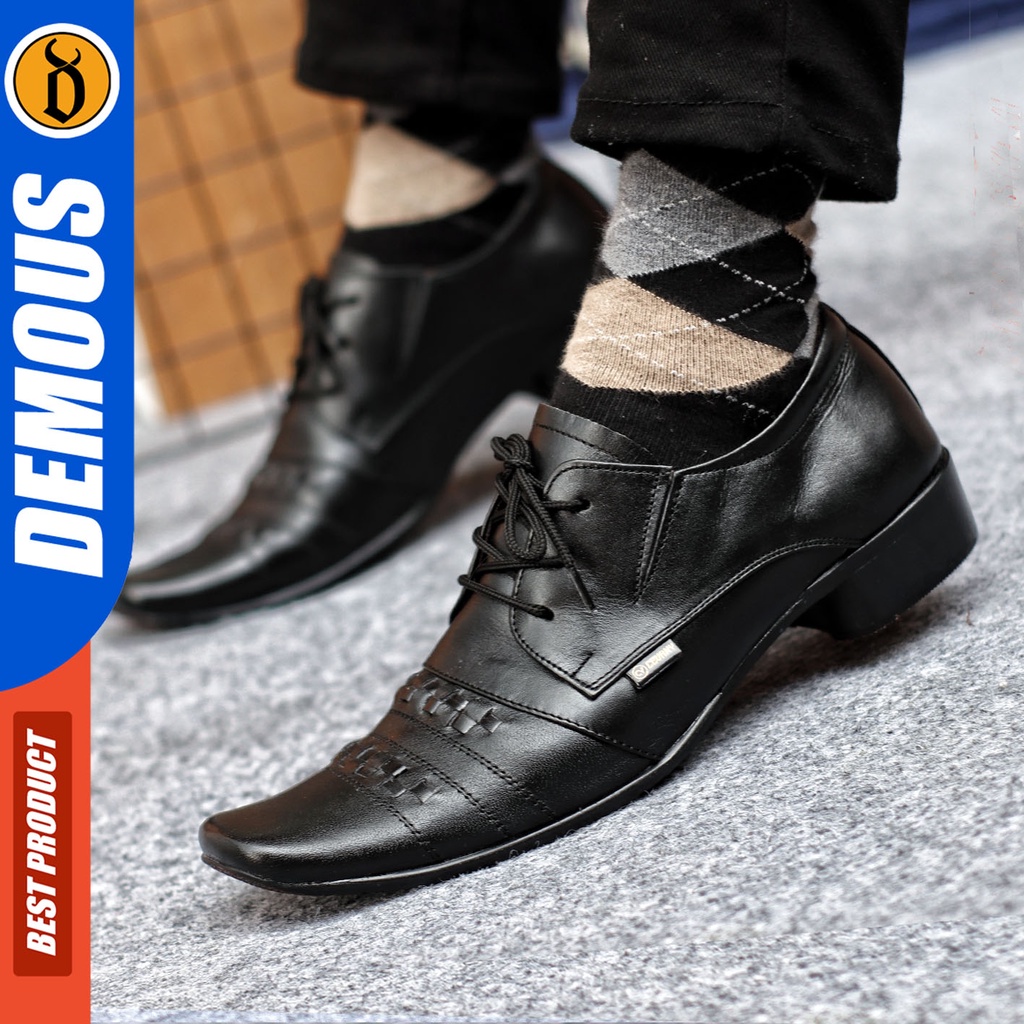 DEMOUS SUMAK - Sepatu Formal Pantofel Kerja Pria Hitam Kulit Asli