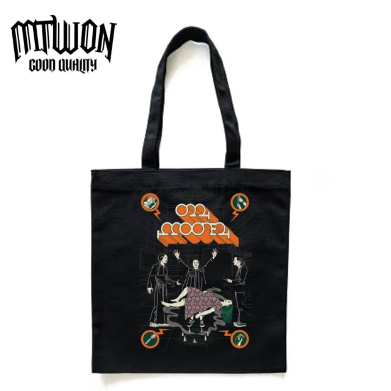 Totebag band OM MOONER rock metal pop punk indo logo tas tote bag resleting pria wanita unisex canva