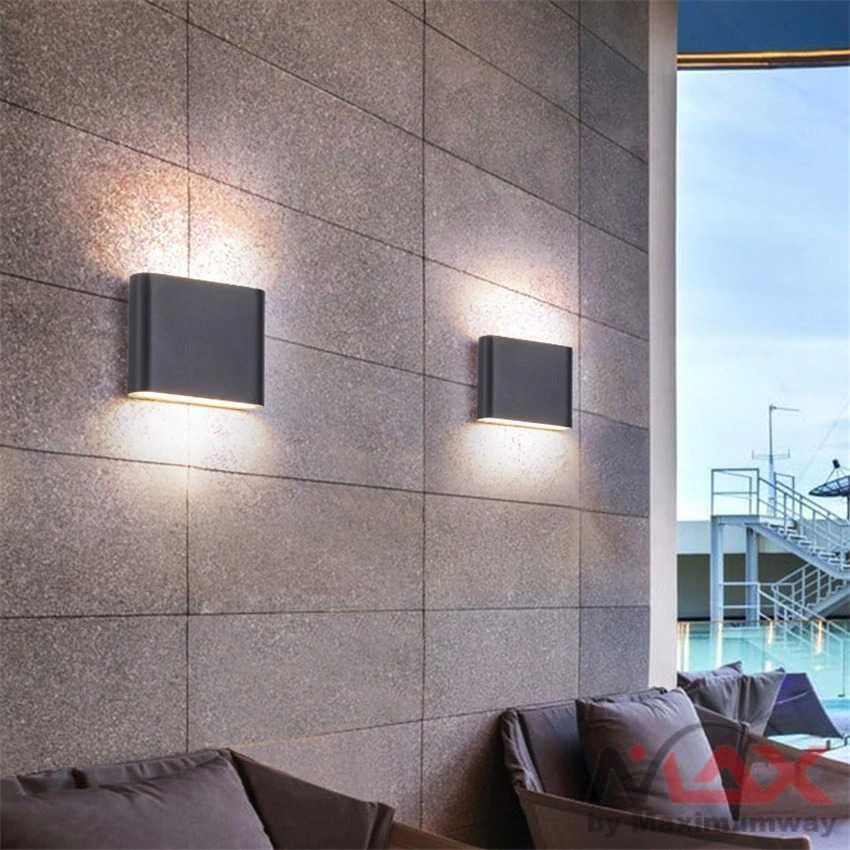 Lampu Tembok Teras Lampu Garasi carport anti Air minimalis Modern Arcatech Lampu pagar tembok anti air Lampu Hias Dinding LED Outdoor Waterproof Waterproof IP65 6W/12W LED Wall Light Modern Indoor/Outdoor Decor Up Down Dual-Head Aluminum Wall Lamp